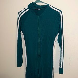 Green With White Strips Jumpsuit